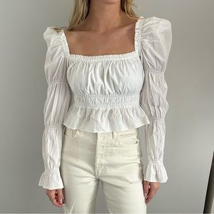 White puffy sleeve blouse